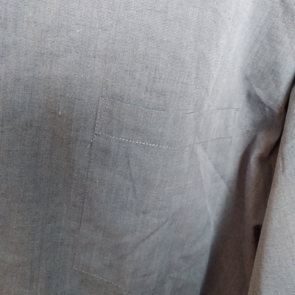 Van Heusen Gray Blue Long Sleeve Regular Fit End on End Button Up Shirt - Picture 3 of 7